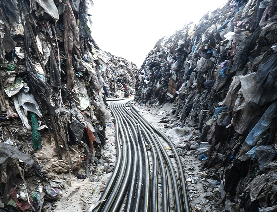 Trench with ten pipes
